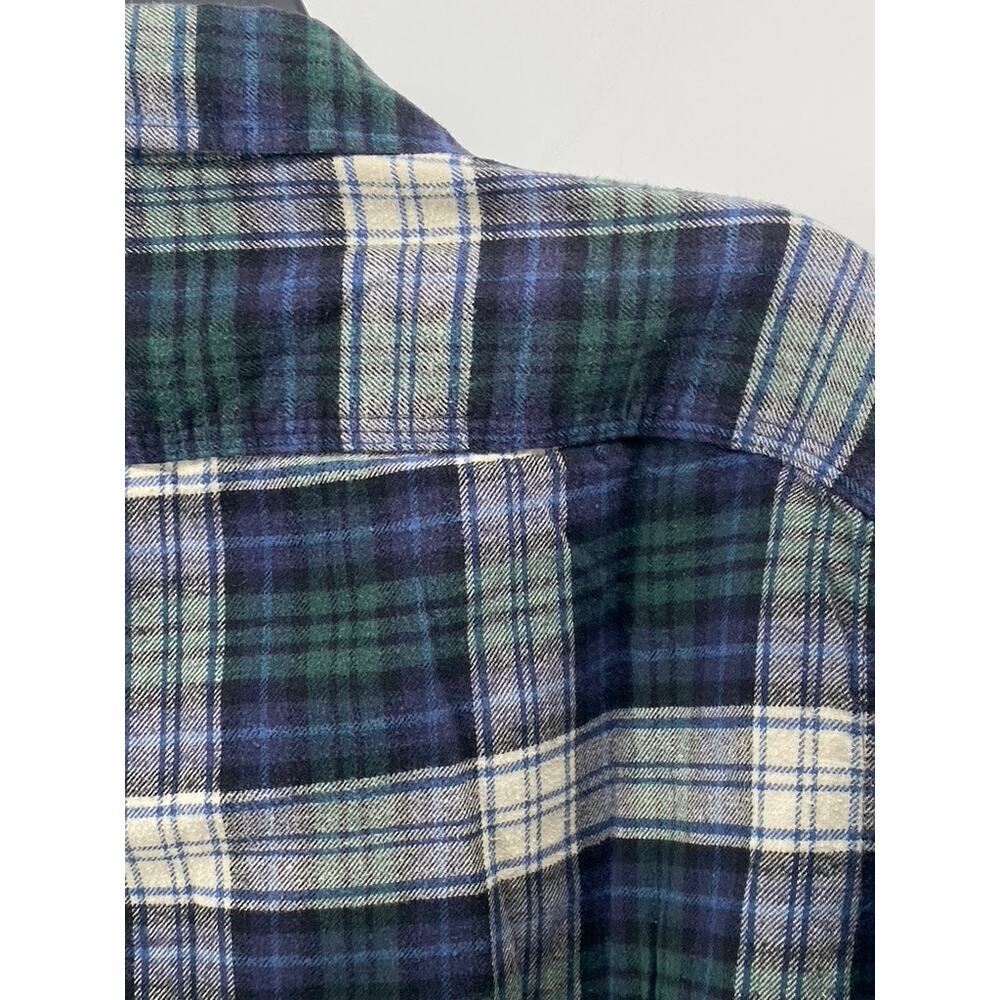 GAP Men's Blue-Green Plaid Button-Up Regular-Fit Long Sleeve Flannel Shirt SZ M - Picture 4 of 10